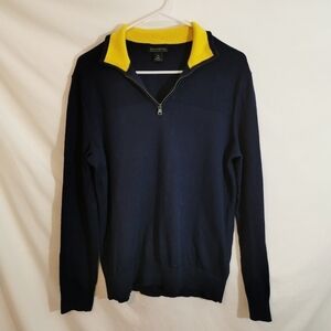 Banana Republic Cotton/Cashmere Blue/Yellow 1/4 Zip Sz M Open To Offers